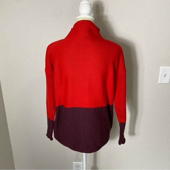 Tahari Mock Neck Colorblock Cotton Blend Ribbed Knit Sweater Women's Size Small - Picture 8 of 15